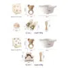 Baby Cartoon Bear Rattle & Milestone Set - Newborn Blanket, Towel, and Bracelet Gift