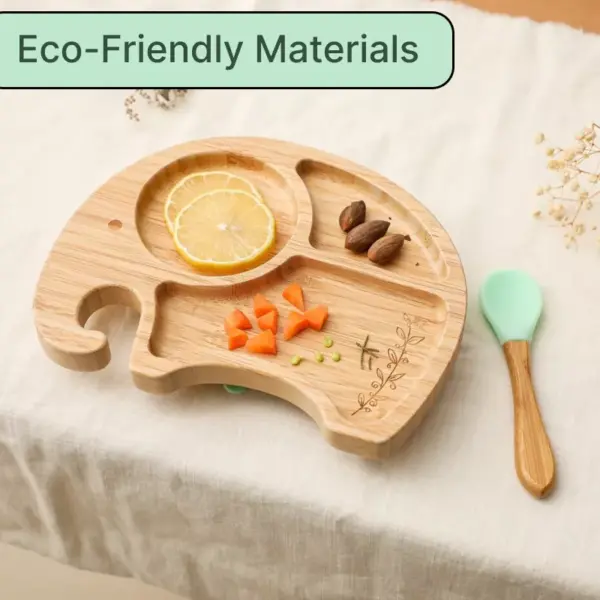 Bamboo Feeding Bowl, Spoon & Silicone Bowl