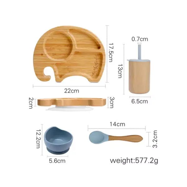 Bamboo Feeding Bowl, Spoon & Silicone Bowl
