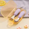 100558-559012.webp 2PCS Silicone Stainless Steel Baby Fork and Spoon Set