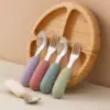 100558-81638d.webp 2PCS Silicone Stainless Steel Baby Fork and Spoon Set
