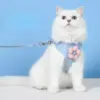 Flower Design Pet Harness & Leash Set - Double Buckle Dog & Cat Leash Kit