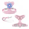 Flower Design Pet Harness & Leash Set - Double Buckle Dog & Cat Leash Kit