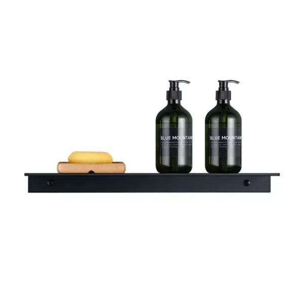 102784-2bcad1.webp Modern Matte Black Wall-Mounted Aluminum Shelf for Bathroom & Kitchen Storage