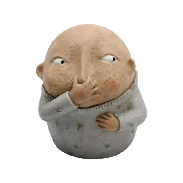 Charming Resin Boy Nose-Plugging Sculpture