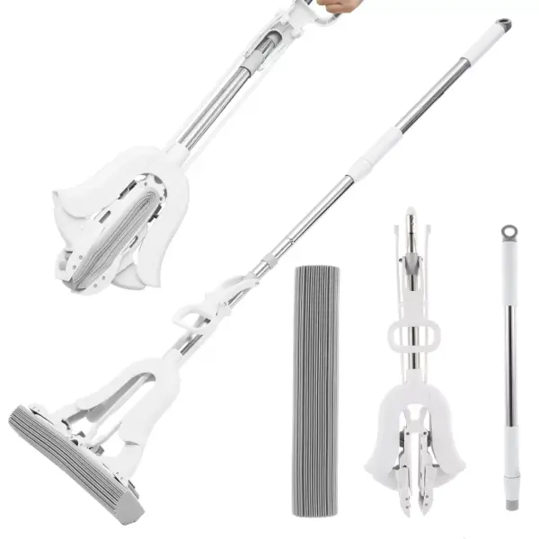 Adjustable Telescopic Sponge Mop with Super Absorbent Dual-Use Head