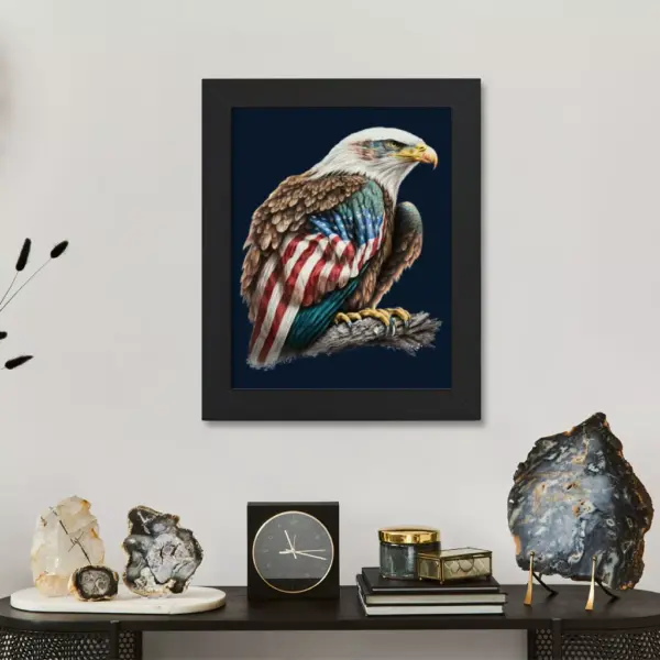 95615-3ec7af.webp American Flag Bald Eagle Framed Vertical Poster - Printed Poster - Patriotic Framed Vertical Poster
