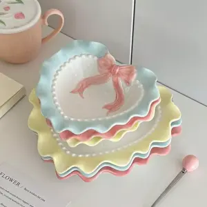 Cute Ceramic Wavy Edge Tray for Jewelry & Breakfast