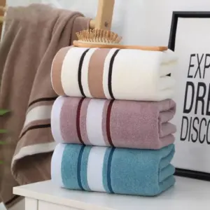 Soft Striped Cotton Bath Towel