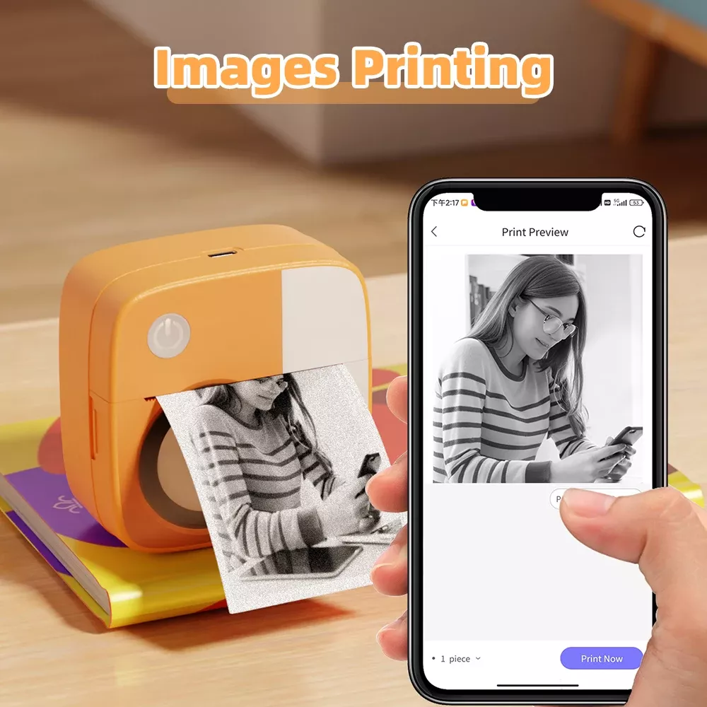 Bluetooth Pocket Thermal Printer - Wireless, Inkless & Portable for On-the-Go Printing