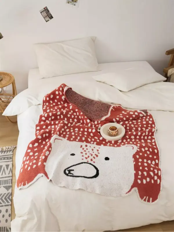Bear Design Knitted Blanket