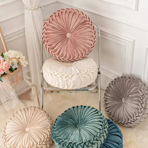 98562-a16511.webp Round Velvet Pumpkin Pillow - Soft Dandelion Cushion for Sofa & Tatami