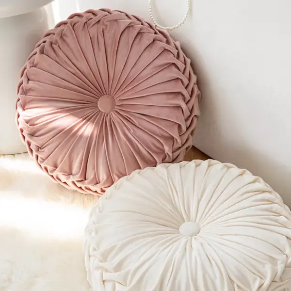 98562-e83fe9.webp Round Velvet Pumpkin Pillow - Soft Dandelion Cushion for Sofa & Tatami