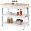 Elegant 40" White Kitchen Island Cart with Ample Storage