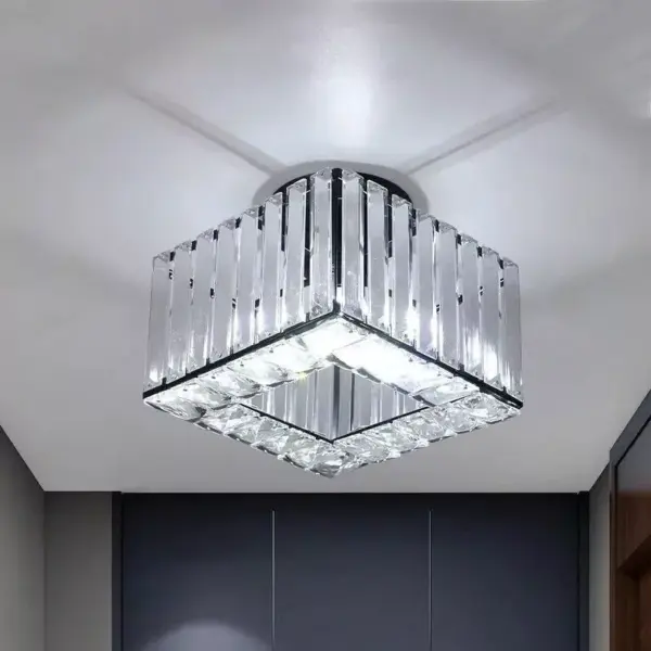 113006-7e0253.webp Elegant Gold and Black Crystal LED Ceiling Light – Modern Flush Mount Chandelier for Home Décor