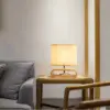 Contemporary Solid Wood & Fabric Table Lamp - LED Desk Lighting for Home & Office