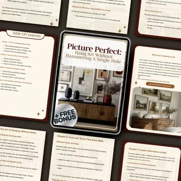 Picture Perfect: Hang Art Without Hammering a Single Hole | How to Hang Pictures Without Making Holes Everywhere | No-Damage Wall Hanging eBook & Guide