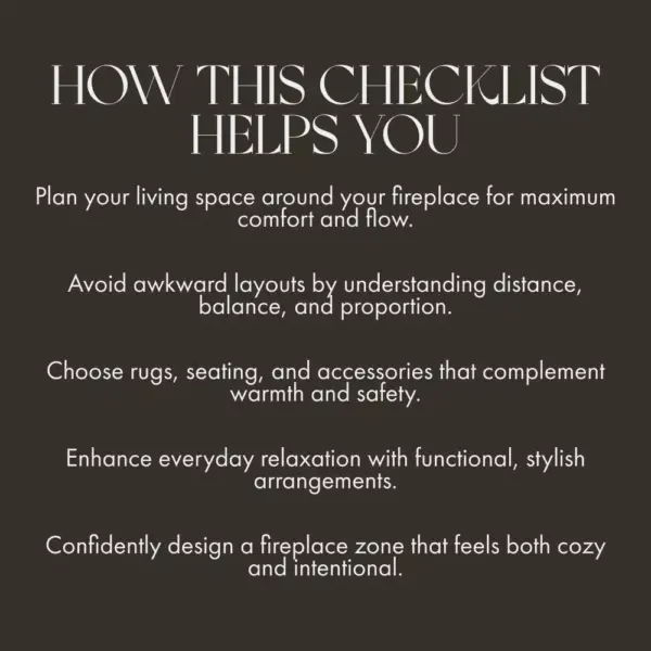 Your Fireplace Furniture Checklist | Printable Home Styling Guide for Living Room Layouts | How to Arrange Furniture Around a Fireplace | Cozy Interior Design Digital Download