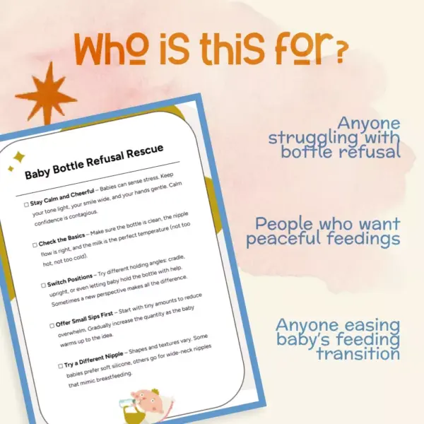 Baby Bottle Refusal Rescue | Printable Baby Feeding Checklist | Digital Download | Gentle Step-by-Step Guide for What to Do When Baby Refuses Bottle