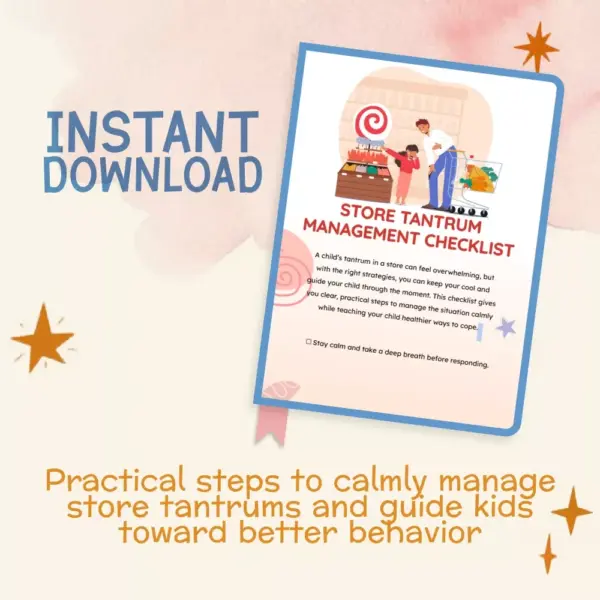 Store Tantrum Management Checklist | Printable Digital Download | Parenting Guide for What to Do When Child Throws Tantrum in Store