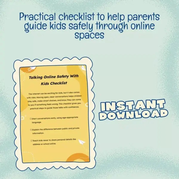 113985-e0440e.webp Talking Online Safety With Kids Checklist | Digital Download Printable Guide for Parents | eBook, Child Internet Safety Rules & Family Conversation Tips